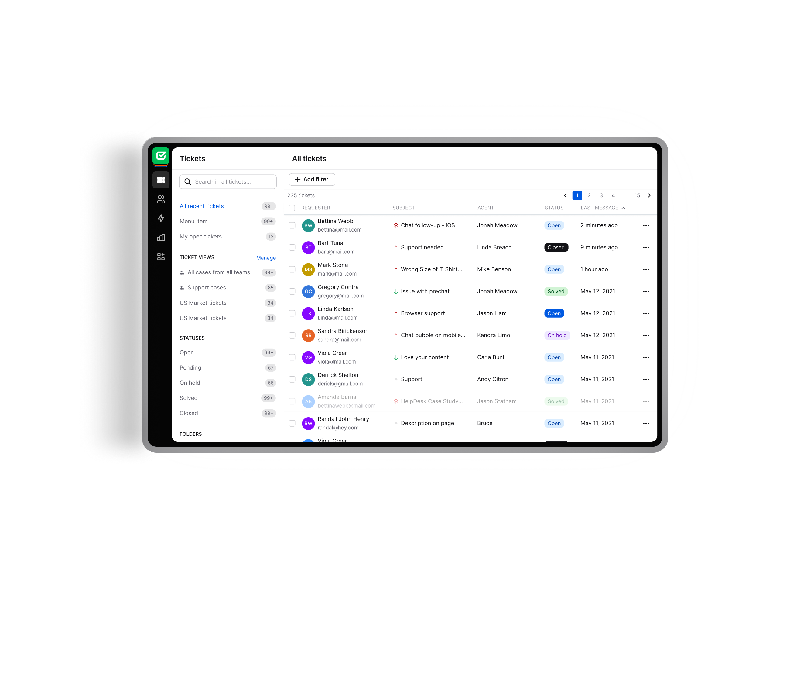 HelpDesk app interface