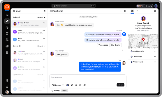 LiveChat app interface