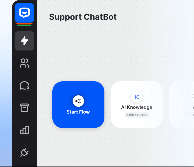 Set up complex chat bots in a quick and simple visual builder.