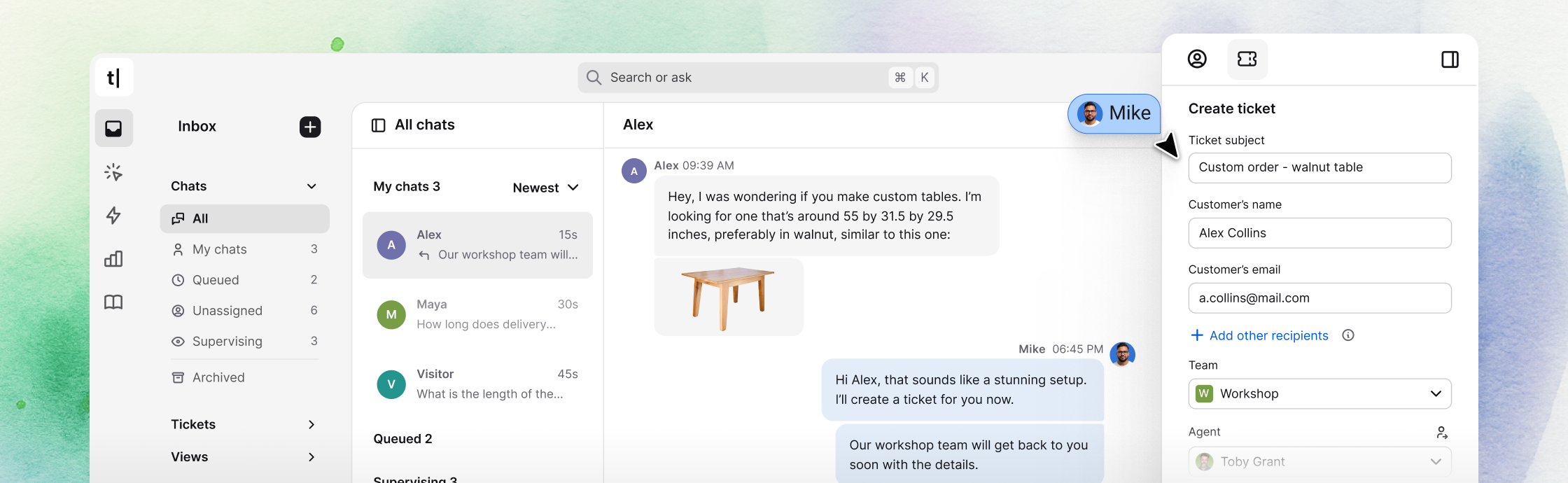 View of Inbox in Text App interface.