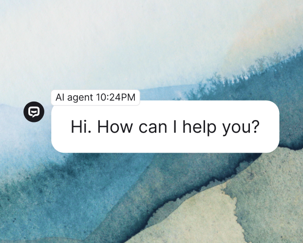 A message from an AI agent welcoming a customer on a website