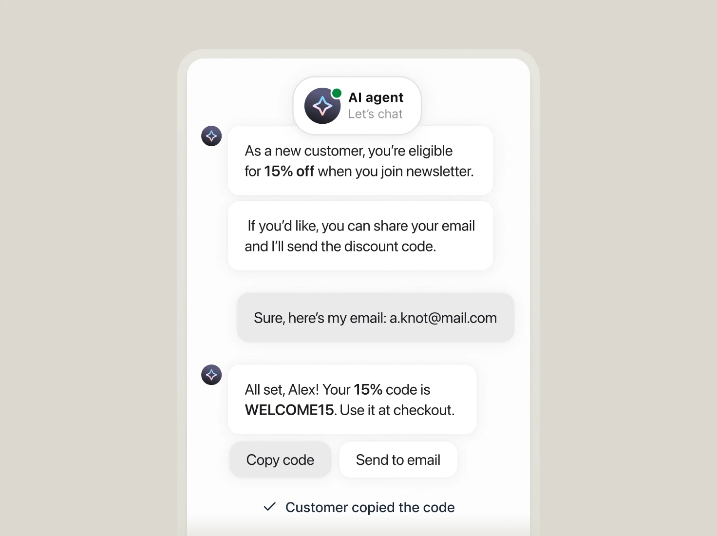 Text AI agent designed to close more Shopify sales with conversational discounting