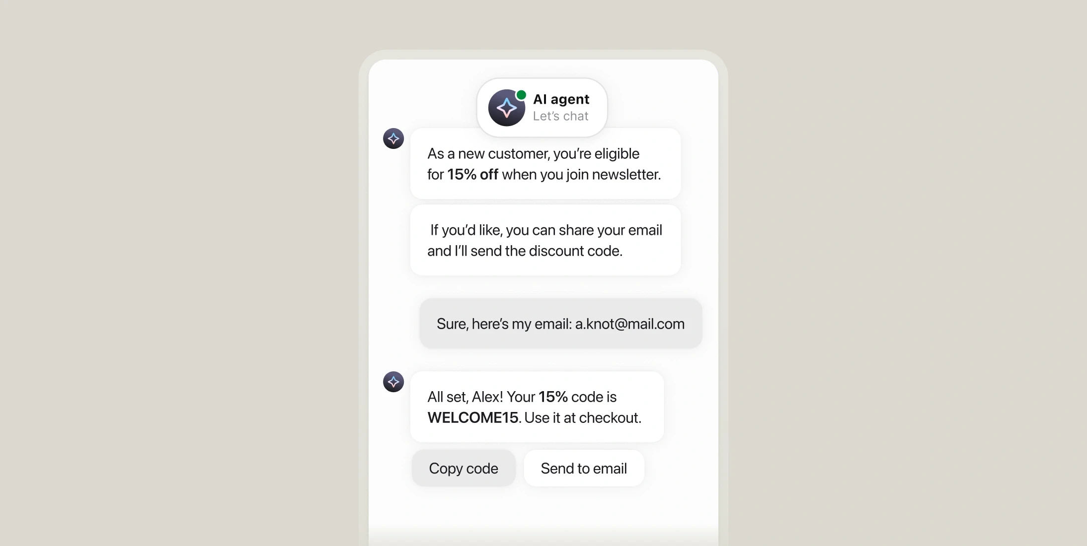 Text AI agent designed to close more Shopify sales with conversational discounting