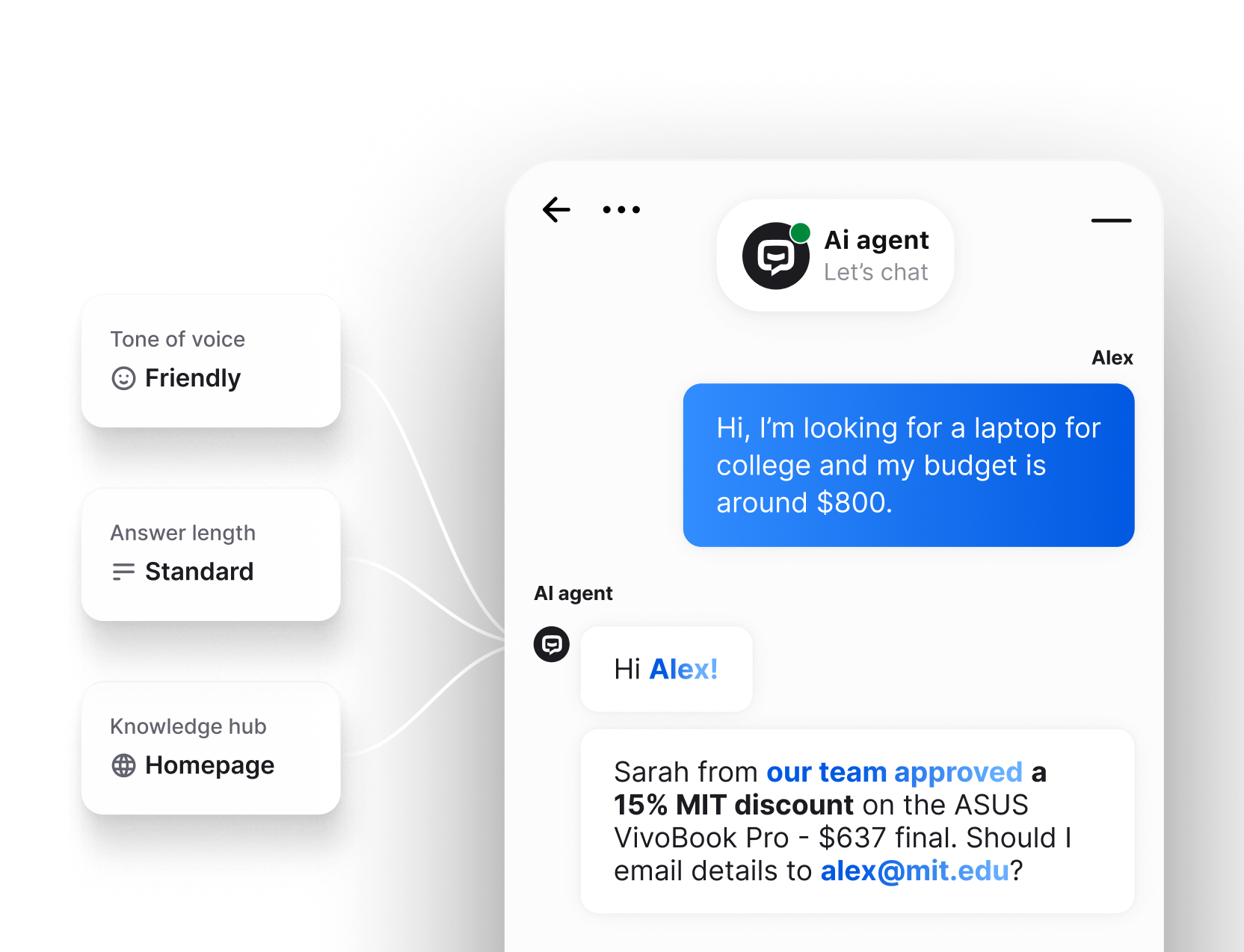 Text App AI agent active chat