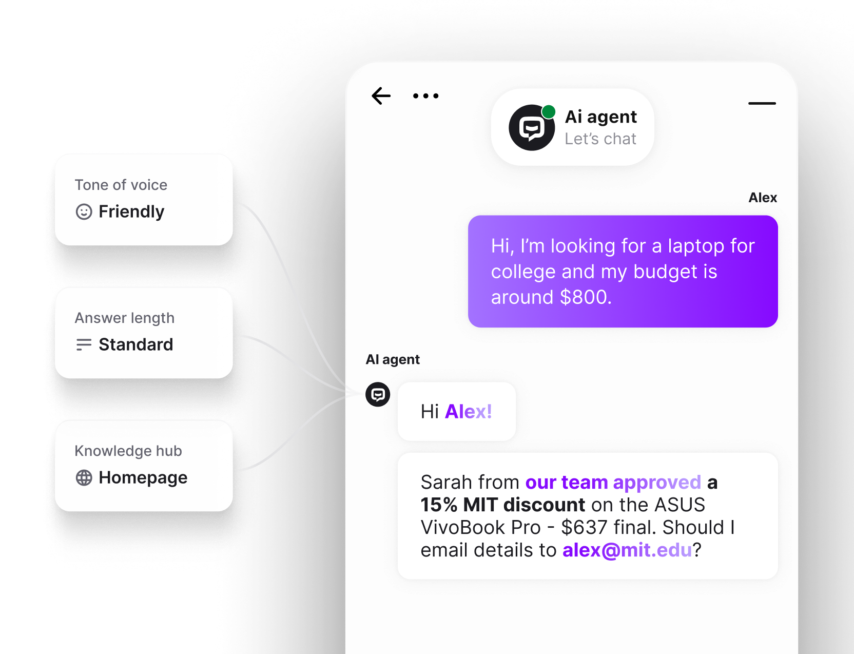 Text App AI agent open chat