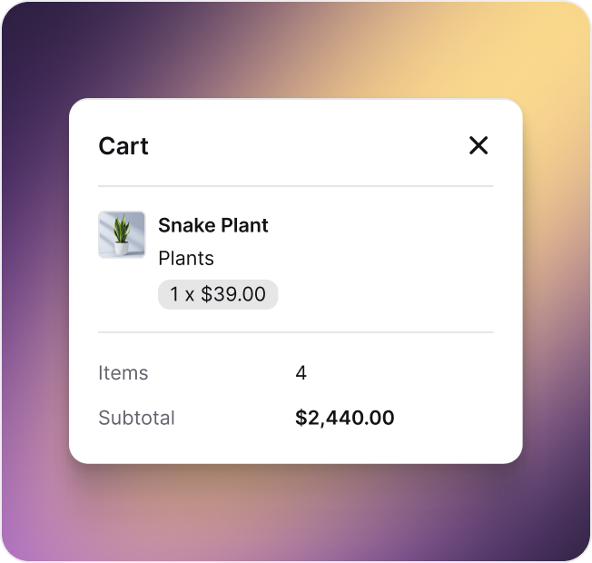 Text widget cart preview